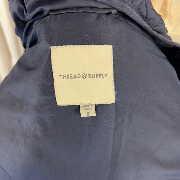 Thread & Supply size small quilted dark blue vest with gold zipper accents #3002 - Picture 5 of 7